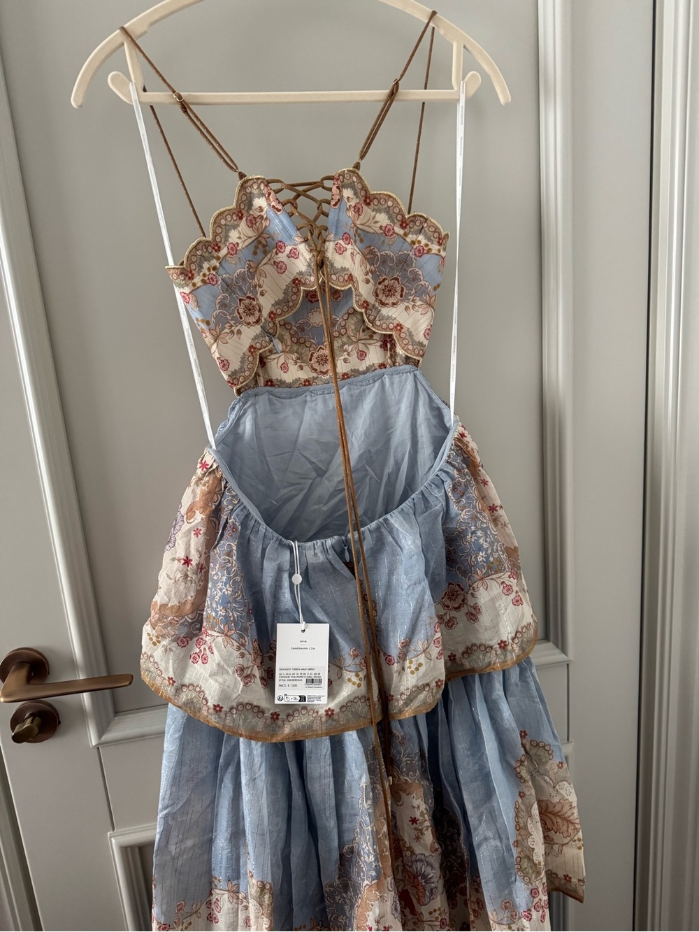 Zimmermann floral tiered maxi dress in blue - Picture 8 of 9
